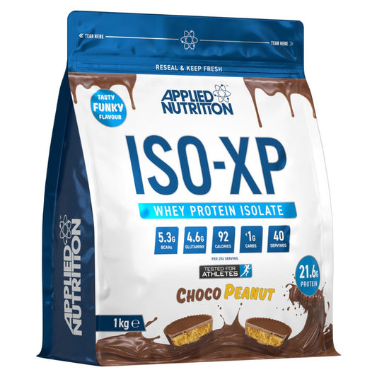 بروتين مصل اللبن المعزول ISO-XP 100_ من شركة Applied Nutrition، بنكهة الفول السوداني والشوكولاتة، 1 كجم